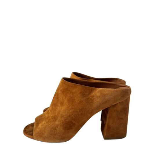 Givenchy Paris Hazelnut Suede Peep Toe Block Heel Mules Size 10 Designer Italy - Picture 5 of 11